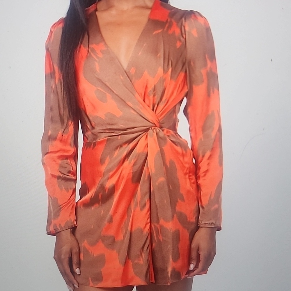 TANYA TAYLOR OLIVIA  DRESS IN PERSIMMON MULTI SIZE 4